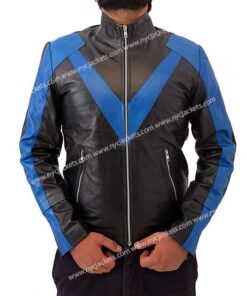 Nightwing Black Leather Costume Jacket