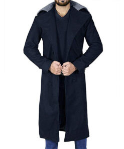 Tom Long Black Trench Coat With Fur Collar