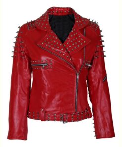 Red Spike Studded Jacket