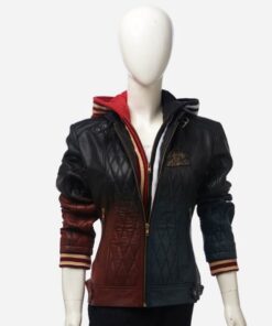 Harley Quin Quilted Leather Jacket With Hood