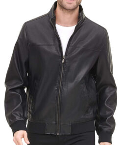 Arnoldo Black Leather Bomber Jacket