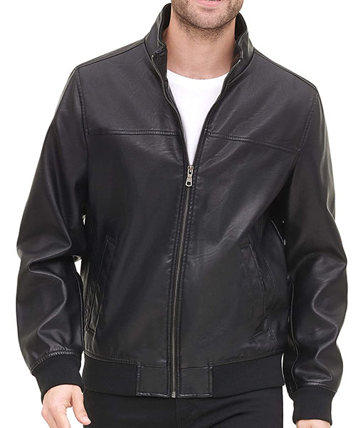 Arnoldo Black Leather Bomber Jacket