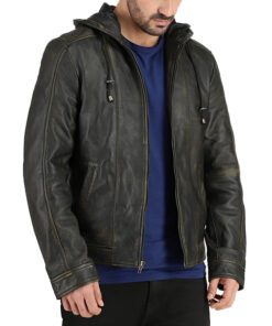 Men's Classic Hooded Leather Jacket