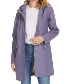 Womens Stylish Purple Hooded Rain Coat
